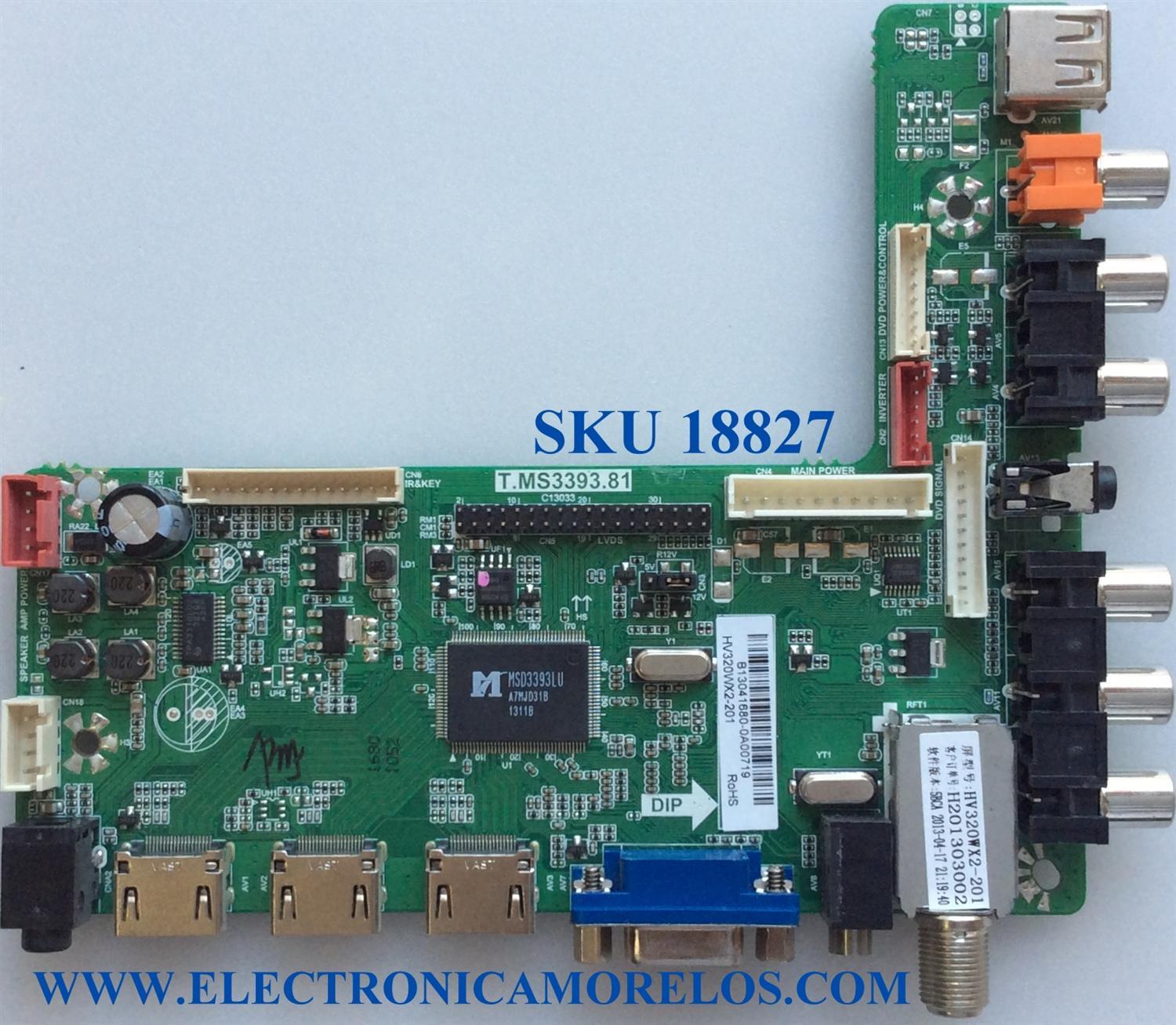 MAIN / AFFINITY B13041680 / T.MS3393.81 / E310229 / PANEL`S TY390LK03-BCW2 / HV320WX2-201 / MODELO SLE2039